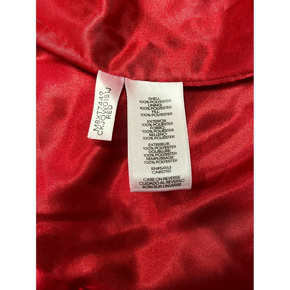 Calvin Klein Puffer Vest Womens Large Red Quilted Full Zip Gold Tone Hardware - Picture 7 of 11